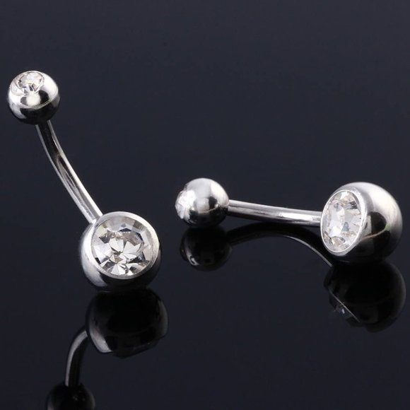 Jewelry - Set of 2 14G Stainless Steel Gem Belly Rings NEW